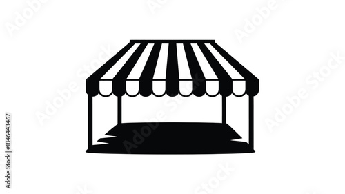 Black and white illustration of a shop awning simple design silhouette