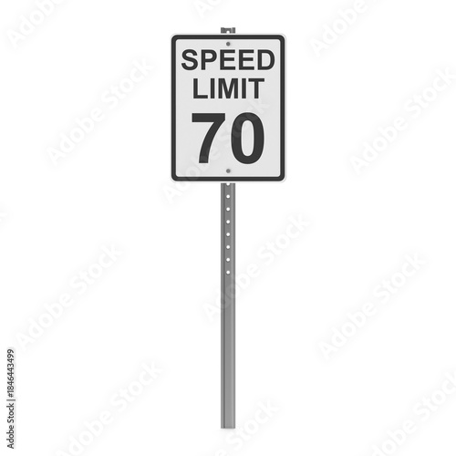 Speed Limit 70 Road Sign on a Pole