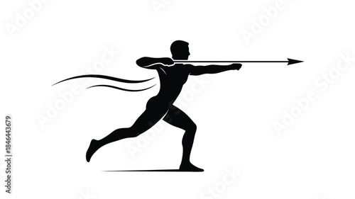 Running athlete with spear in dynamic pose a striking silhouette