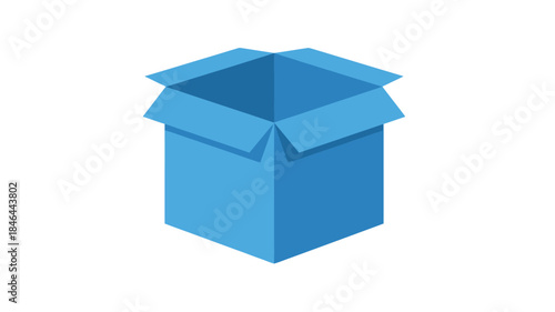 Open blue cardboard box a simple packaging container silhouette