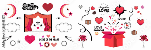 Valentine's Day love icons and symbols collection