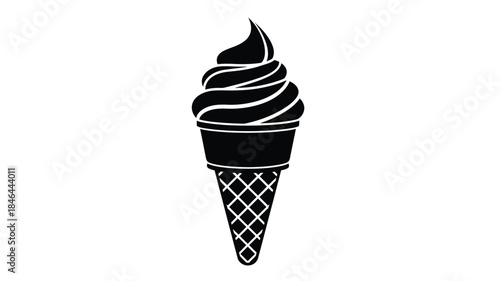A black and white depiction of a soft serve ice cream cone silhouette