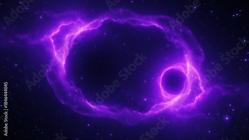 Cosmic supernova remnants form a yin-yang shape with faint purple dark matter voids.