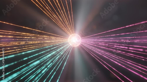 Abstract Glowing Sphere Emitting Lines Creating Geometric Shapes