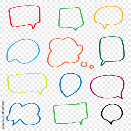Speech bubbles icons. Hand drawn vector illustration