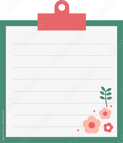 Colorful blank sticky notes with flower and leaves. Collection of colorful blank paper shapes, memo stickers, reminder labels, and message banners.