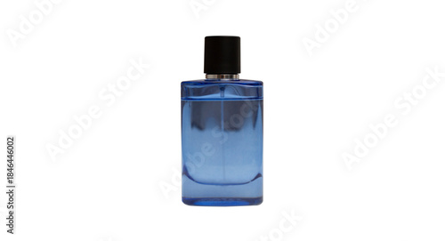 Blue bottle isolated on transparent background and PNG file, design mock-up cosmetic men perfume
