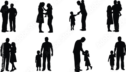 Family Silhouettes Vector Pack people parents mbed illustration icon