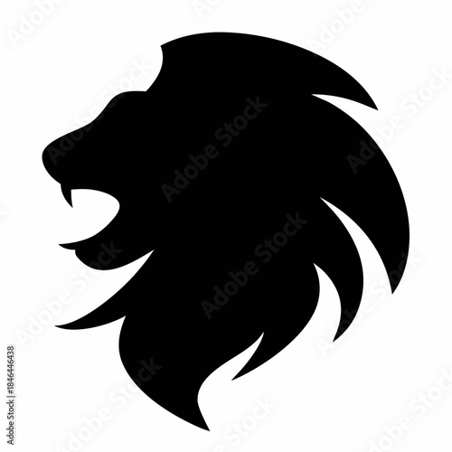 Majestic Lion Silhouette: A powerful silhouette of a lion's head, showcasing the raw strength and untamed spirit of the majestic beast. Emphasizing its noble character and untamed essence.