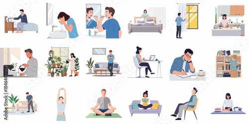 Simple Lifestyle Daily Activity Collection Illustration Graphic Resource Design Element