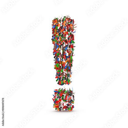 Colorful 3D Exclamation Mark Made by Confetti