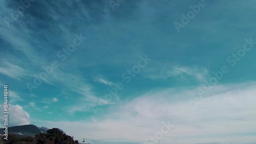 Sky View Over Coastline With Clouds and Blue Sky on a Sunny Day in Summer