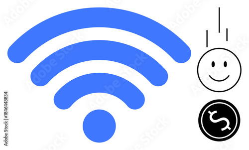 Wireless technology. wireless signal wireless connectivity and digital payments. Wireless innovation for online transactions, quick communication, and remote work solutions. For fintech, e-commerce