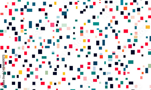 Abstract colorful pixel grid pattern with scattered squares in flat minimalist style on white background digital art design for technology and graphic resources concept