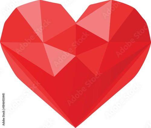 Red Gemstone Heart Shape with Faceted Design love jewel