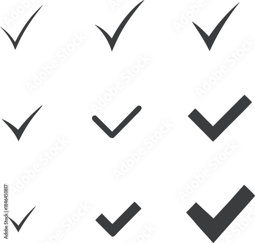 Various Dark Gray Check Mark Icons tick correct