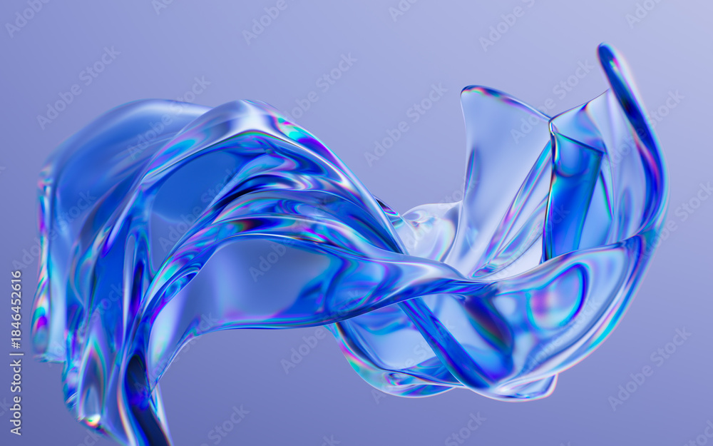 Obraz premium Flowing gradient transparent cloth background, 3d rendering.
