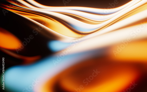 Fototapeta Naklejka Na Ścianę i Meble -  Transparent wave glass geometries with colorful lights, 3d rendering.