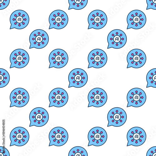 AI sign in Speech Bubble vector Artificial Intelligence colored seamless pattern