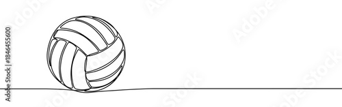 Continuous one line drawing of a volleyball. Vector illustration of sports ball isolated on white background. Minimalist beach game concept