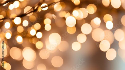 Shimmering Bokeh Lights: A close-up shot capturing a beautiful display of blurred, out-of-focus lights, creating a warm, inviting glow perfect for evoking feelings of joy and celebration. 