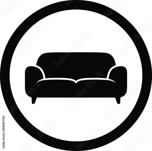 Vector Comfortable living room sofa furniture modern apartment logo silhouette Illustration