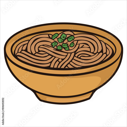 Set of hand-drawn noodle bowl illustrations featuring various noodle dishes with toppings and steam. Perfect for food menus, restaurant branding, culinary projects, packaging, and digital illustration