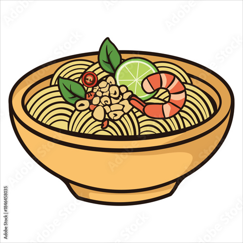 Set of hand-drawn noodle bowl illustrations featuring various noodle dishes with toppings and steam. Perfect for food menus, restaurant branding, culinary projects, packaging, and digital illustration