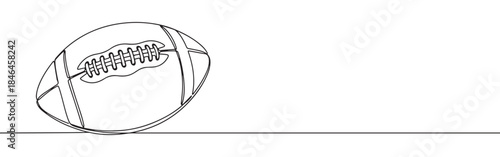 Continuous one line drawing of an American football ball. Vector illustration of rugby ball isolated on white background. Minimalist sport equipment concept
