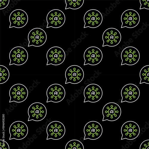 Speech Bubble with AI sign vector Artificial Intelligence outline seamless pattern