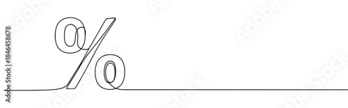 Continuous one line drawing of a percent sign. Vector illustration of percentage symbol isolated on white background. Minimalist discount sale concept