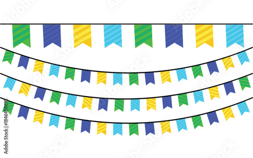 Colorful striped bunting flags vector for celebration and festival decoration