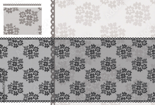 Variations of the same lace design in different styles and colors
