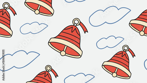 Christmas bells pattern isolated on transparent background