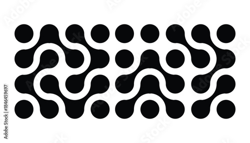 Abstract pattern of black connected dots, metabol. Minimalist pattern of circles, dots. Dots movement icon. Isolated vector illustration