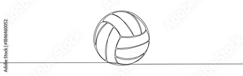 Continuous one line drawing of a volleyball. Vector illustration of sports ball isolated on white background. Minimalist beach game concept