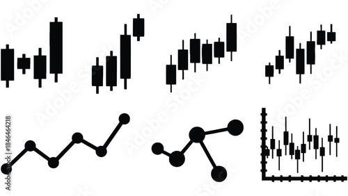 Various stock market and business charts and graphs