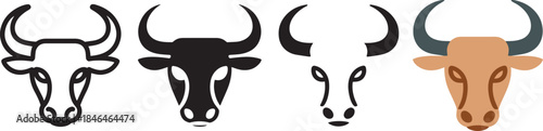 bull head icon symbol representing stock market trend strength power courage and aggressive business strategy