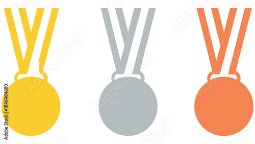 Gold, silver, and bronze medals with colorful ribbons