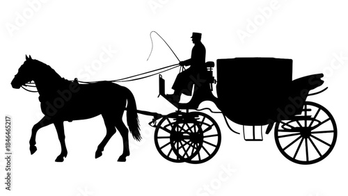 Elegant horse drawn carriage ride at sunset