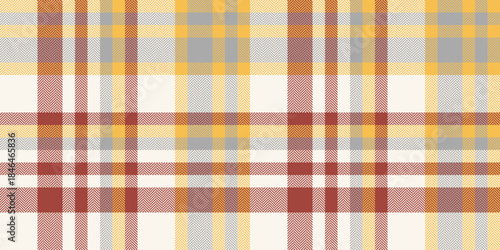 Doodle check fabric plaid, weave pattern seamless textile. Diverse vector texture tartan background in sea shell and amber colors.