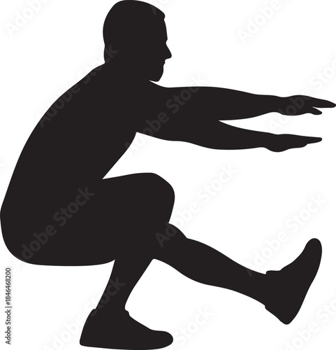 Man Doing Pistol Squat Exercise Silhouette Vector Illustration