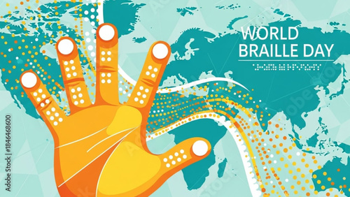 World Braille Day Accessibility and Inclusion Concept Vector Illustration