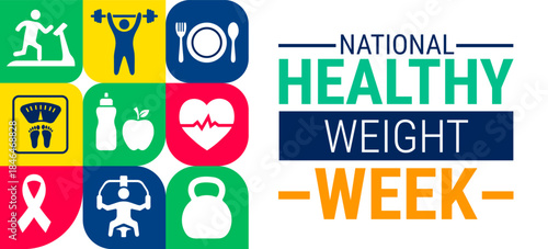 national healthy weight week geometric shape pattern background, banner, card or poster design template is observed every year during January, to raise awareness about the mission. Vector illustration