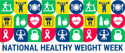 national healthy weight week geometric shape pattern background, banner, card or poster design template is observed every year during January, to raise awareness about the mission. Vector illustration