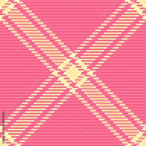 Tie plaid check texture, winter vector fabric pattern. King textile tartan background seamless in red and yellow colors.
