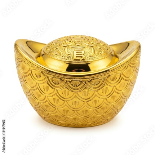 Elegant Chinese Gold Ingot for Good Luck and Prosperity