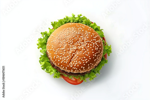 Wallpaper Mural Top View of Classic Burger with Tomato Slice Torontodigital.ca