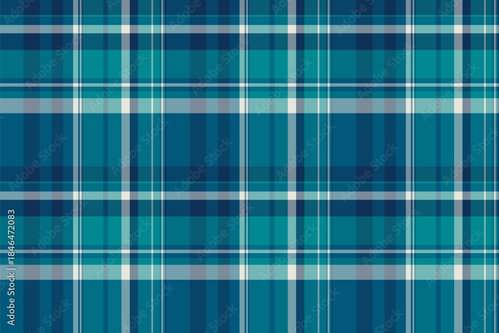Fototapeta premium Nobility tartan plaid check, 2026 vector pattern seamless. Oktoberfest fabric texture background textile in cyan and teal colors.