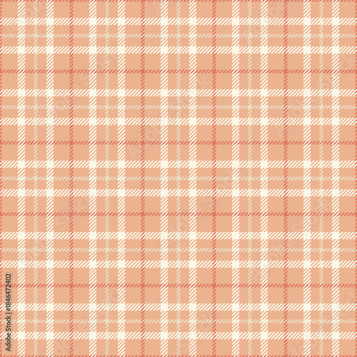 Old lace vector pattern fabric, graph textile background plaid. Fade tartan seamless texture check in orange and old lace colors.